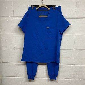 Figs Scrubs Set Top Bottoms Shirts Pants Blue Size Medium Joggers